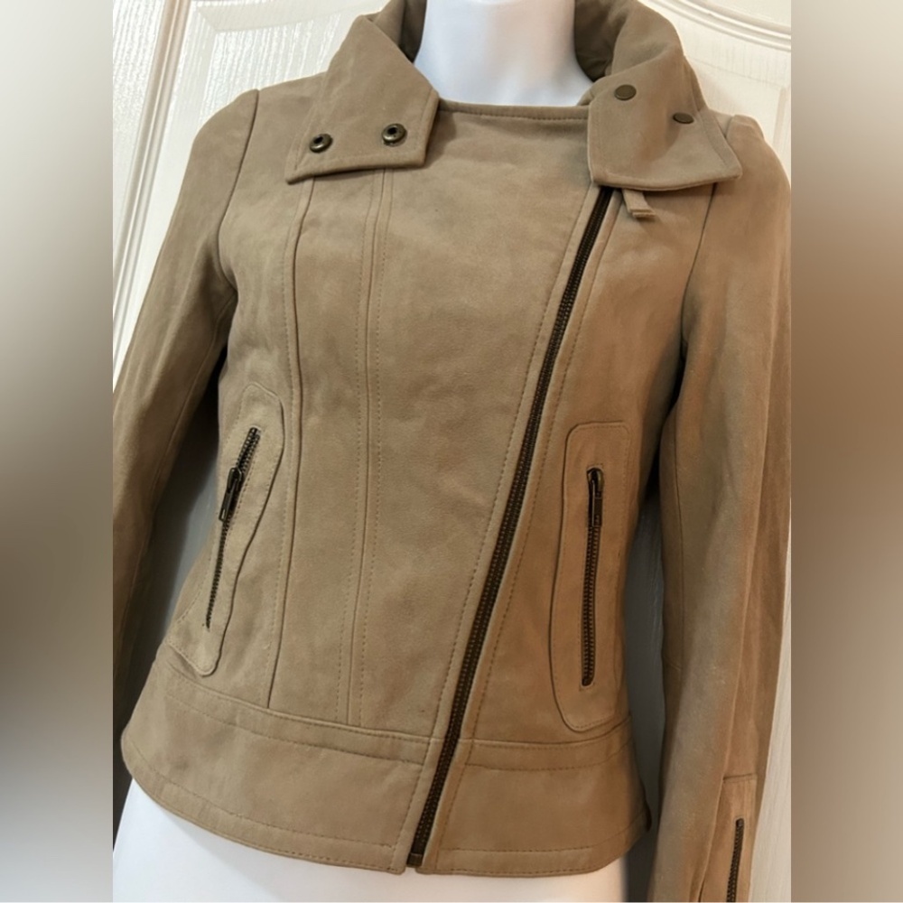 Mackage  Suede Motor Jacket Beige / Tan  - Size XXS - New without Tags